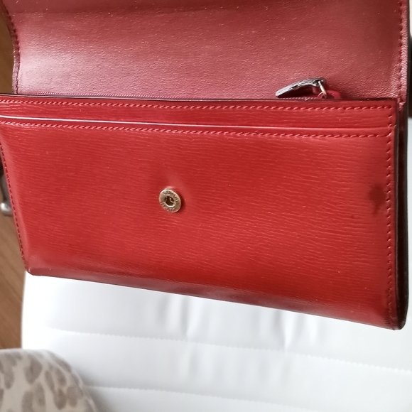 EUC GUCCI  INERLOCKING HEART GG LOGO RED LEATHER LARGE BI-FOLD WALLET - Picture 10 of 14